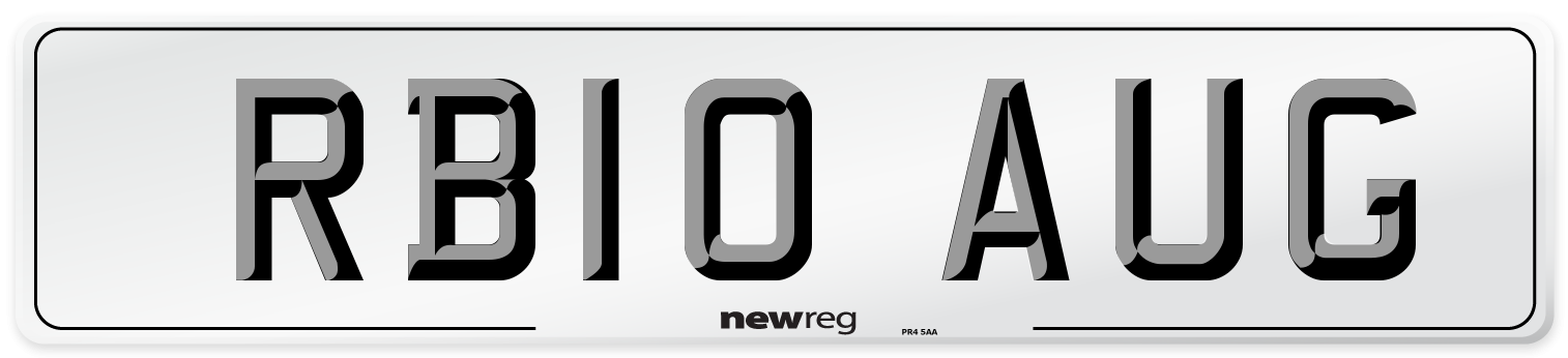 RB10 AUG Number Plate from New Reg
